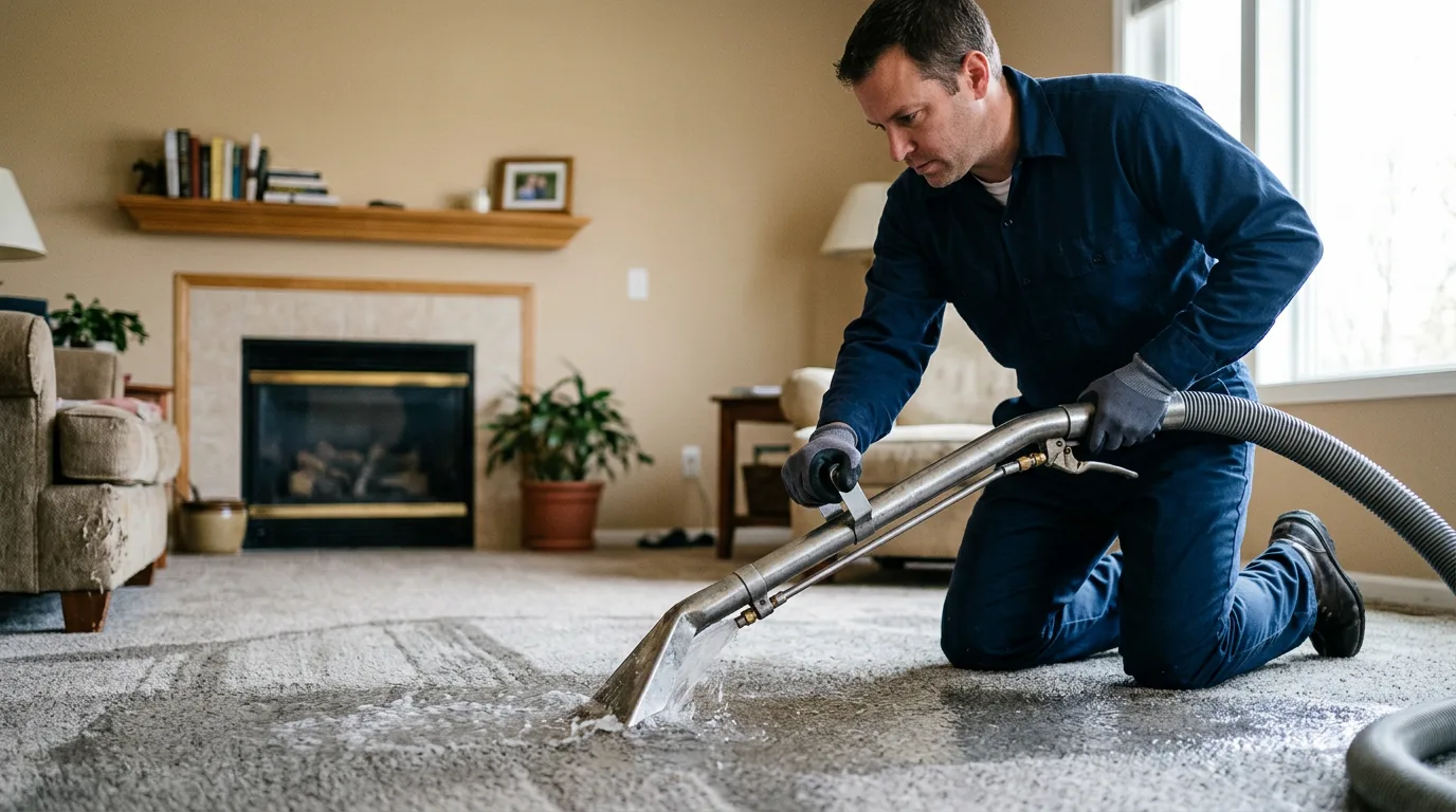 Water damage restoration technician working near Poy Sippi, WI